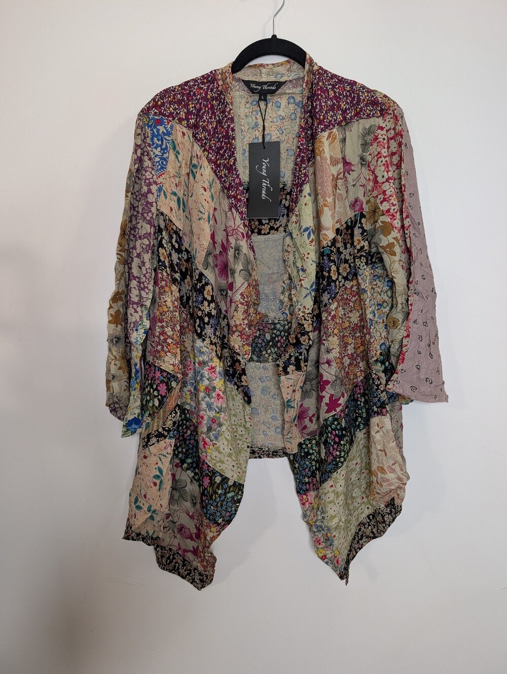 Boho Floral Patchwork Kimono Cardigan - Multicolor - Picture 2 of 6